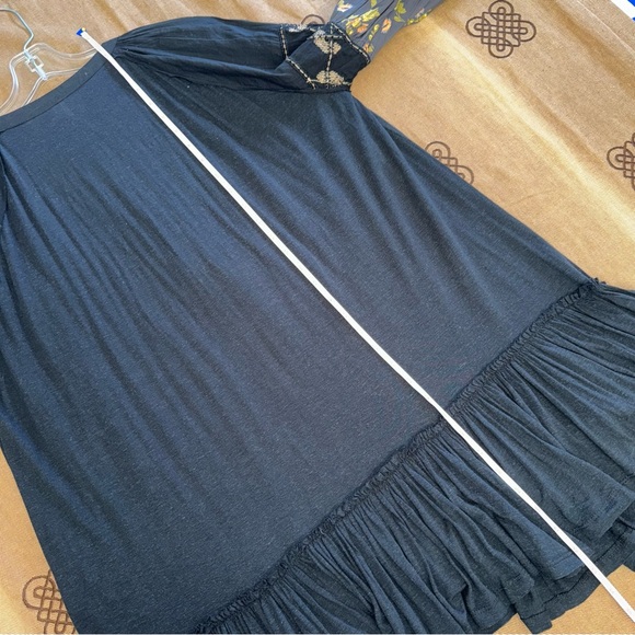 Free People NWT! Women'S Mix It Up Floral Beaded Tunic Dress Or Blouse In Black - Picture 17 of 17